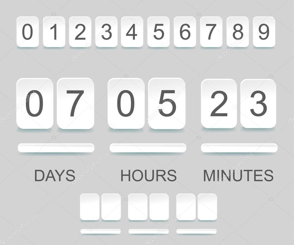 Countdown timer template. Counter design for website with numbers