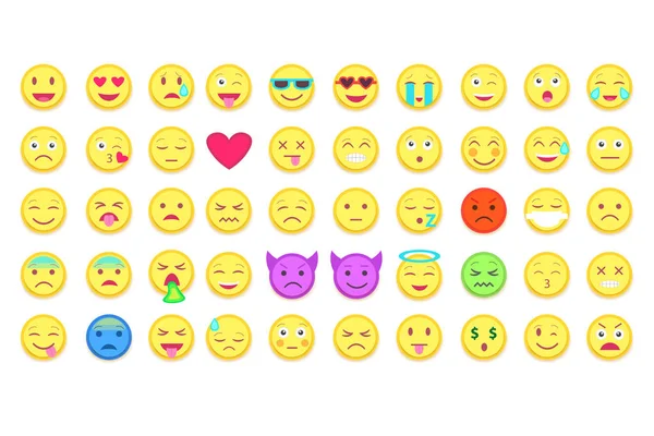 Set de iconos Emodji. Emoticon para chat, mensajes, web. Ilustración vectorial aislada — Vector de stock