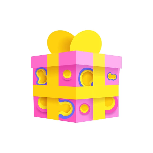 Caja de regalo. estilo 3d. corte de papret . — Vector de stock