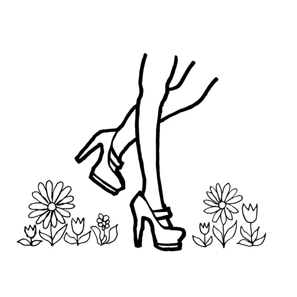 Girl on the high heels. Legs with shoes — Stock Vector