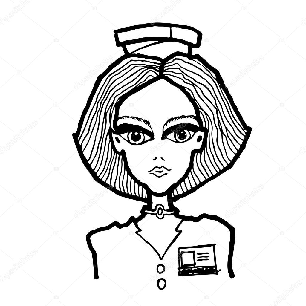 Hand drawn employee woman or another oficce profession or consultant.