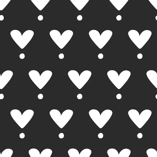 Patrón abstracto sin costuras con estilo minimalista escandinavo con corazones y puntos . — Vector de stock