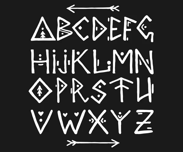 Этнические шрифты в скандинавском стиле. Азбука нарисовала буквы. Древняя каллиграфия — стоковый вектор