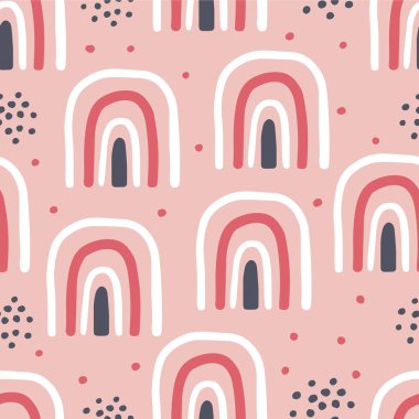 Soyut, modern, kusursuz desen. Şekiller ve çizgiler ile el çizimi modayı takip eden modaya uygun arka plan. Dijital kağıt vektör tasarımı.