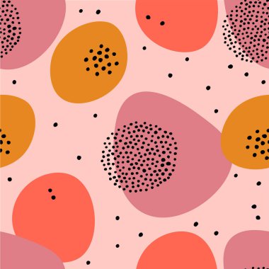 Soyut, modern, kusursuz desen. Şekiller ve çizgiler ile el çizimi modayı takip eden modaya uygun arka plan. Dijital kağıt vektör tasarımı.