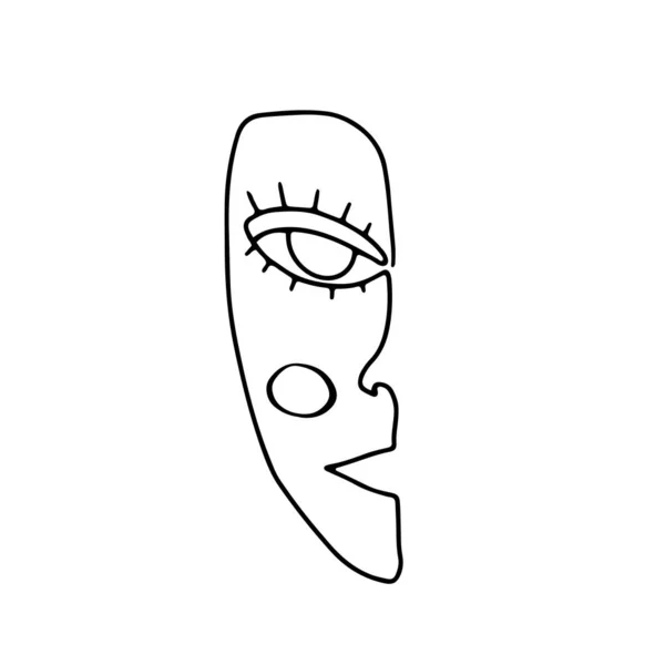 Abstrato arte mulher rosto mão desenhada com linha contínua. Jovem desenho retrato simples menina . —  Vetores de Stock