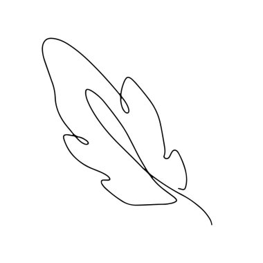 Yaprak, yaprak, yaprak ve çimen ile bitkisel illüstrasyon içeren sürekli bir çizgi sanatı. Basit dijital illüstrasyon. Vektör grafik tasarımı indirmesi