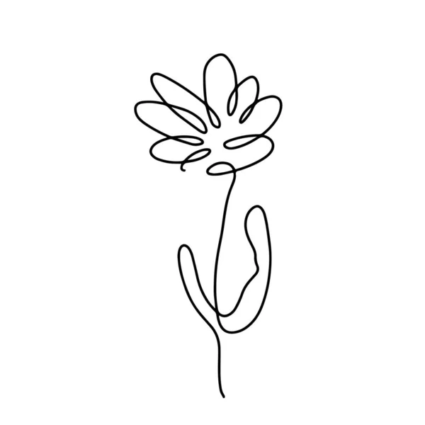Astratto una linea continua arte con illustrazione botanica con fiore. Semplice illustrazione floreale digitale. Grafica vettoriale scaricare — Vettoriale Stock