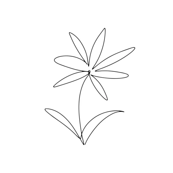 Abstracto una línea continua de arte con ilustración botánica con flor. Ilustración floral digital simple. Vector diseño gráfico descarga — Vector de stock