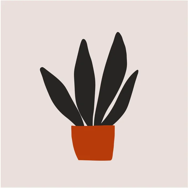 Abstrakt växt med blad i kruka illustration. — Stock vektor