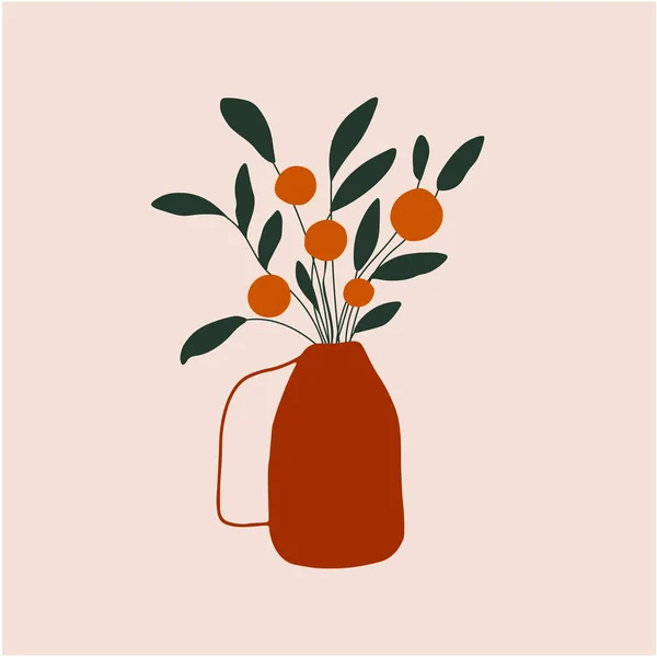 Orangenbaum in der Vase abstrakte Illustration. — Stockvektor