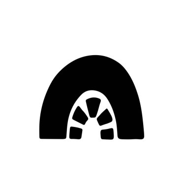 Soyut siyah gökkuşağı eli çizimi. Basit bebek çizim stili.