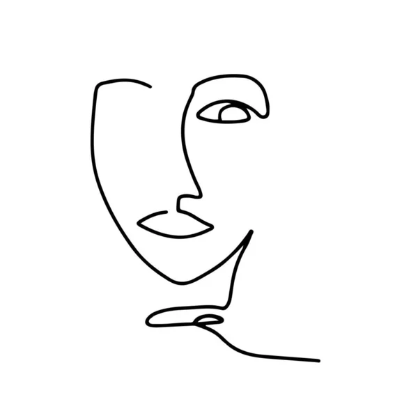 若い女性の抽象的な顔。女の子連続線ベクトルイラスト. — ストックベクタ