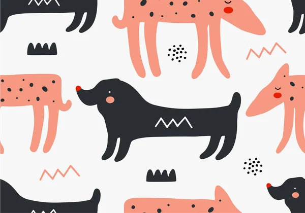 Abstract Baby Pattern Dog Animal Seamless Cartoon Illustration Vector Digital — Stock Vector