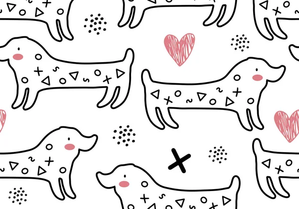 Abstract Baby Pattern Dog Ilustración Dibujos Animados Sin Problemas Con — Vector de stock