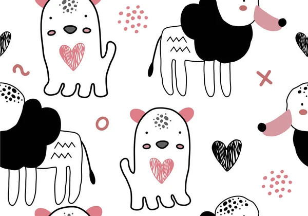 Abstract Baby Pattern Dog Ilustración Dibujos Animados Sin Problemas Con — Vector de stock