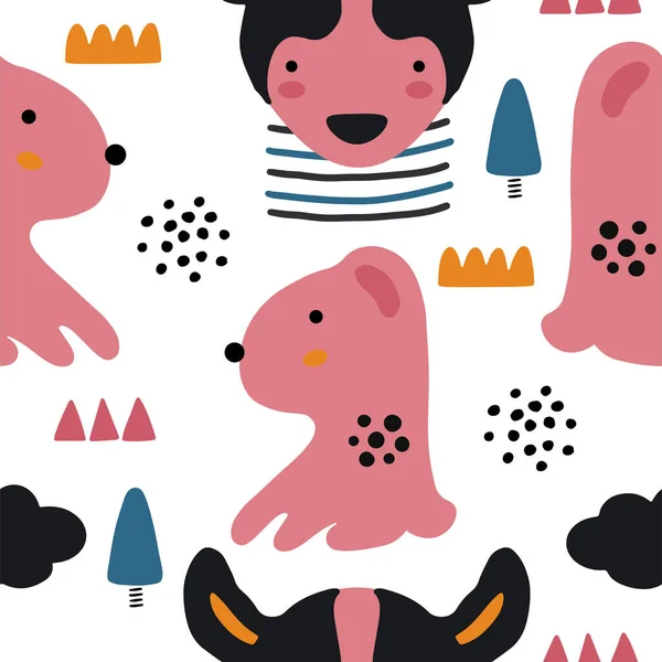 Abstract Baby Pattern Dog Ilustración Dibujos Animados Sin Problemas Con — Vector de stock