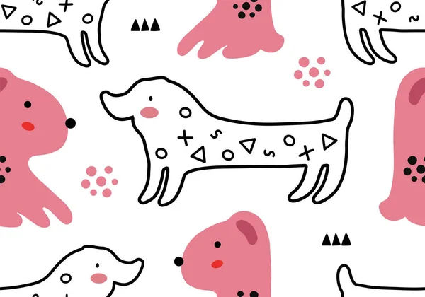 Αφηρημένο Μοτίβο Μωρό Σκυλί Ζώο Απρόσκοπτη Απεικόνιση Κινουμένων Σχεδίων Διανυσματικό — Διανυσματικό Αρχείο