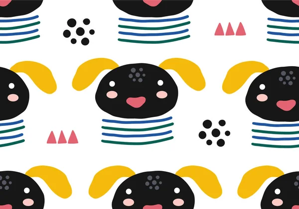 Abstract Baby Pattern Dog Ilustración Dibujos Animados Sin Problemas Con — Vector de stock