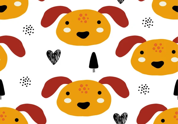 Abstract baby pattern with dog. Animal seamless cartoon illustration. Vector digital background with character art