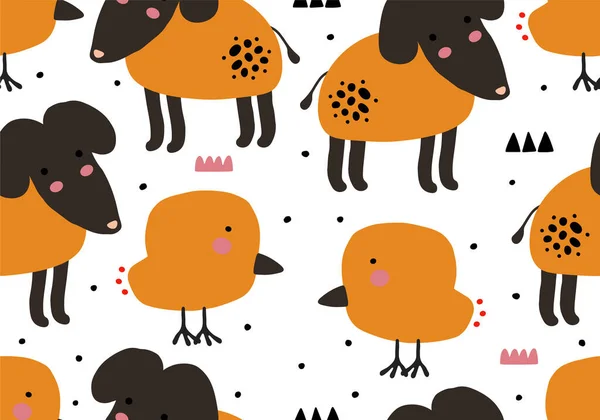 Abstract Baby Pattern Dog Animal Seamless Cartoon Illustration Vector Digital — Stock Vector