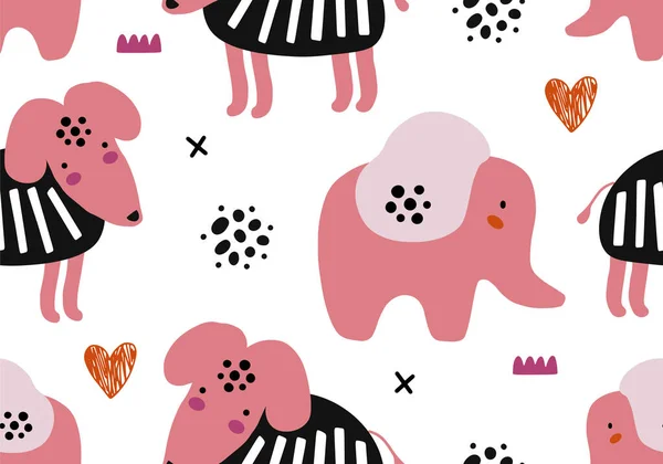 Abstract Baby Pattern Dog Ilustración Dibujos Animados Sin Problemas Con — Vector de stock