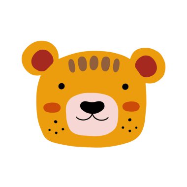 El çizimi ayı karakteri tasarımı. Sevimli hayvan vektör çizimi. Bebek posterleri, sanat eserleri, moda giysileri veya çıkartmaları için soyut simge.