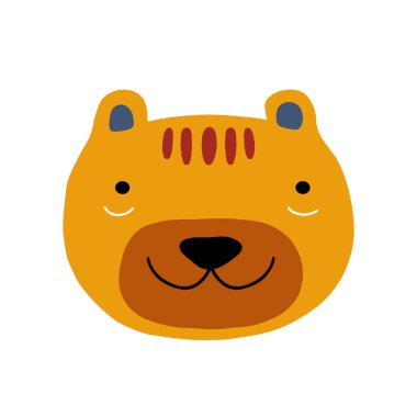 El çizimi ayı karakteri tasarımı. Sevimli hayvan vektör çizimi. Bebek posterleri, sanat eserleri, moda giysileri veya çıkartmaları için soyut simge.