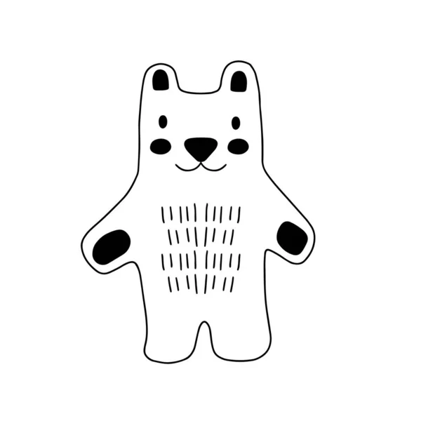 Ręcznie Rysowany Projekt Postaci Niedźwiedzia Cute Animowany Wektor Zwierząt Ilustracja — Wektor stockowy