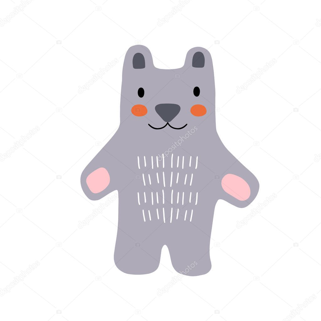 Hand drawn bear character design. Cute cartoon animal vector illustration. Abstract icon for baby posters, art prints, fashion apparel or stickers.