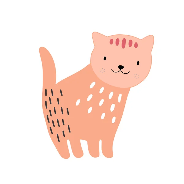 Diseño Personajes Gato Gatito Lindo Dibujo Animado Animal Vector Ilustración — Vector de stock