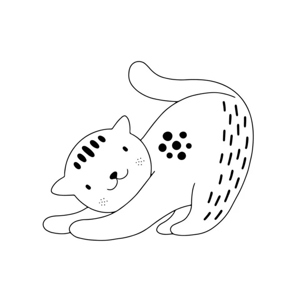 Σχεδιασμός Χαρακτήρων Γάτας Γατιού Χαριτωμένη Απεικόνιση Φορέα Ζώο Κινουμένων Σχεδίων — Διανυσματικό Αρχείο