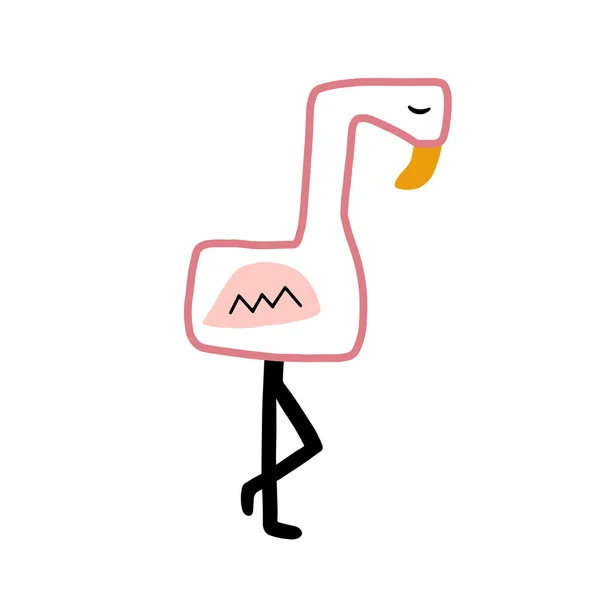 Flamingo Charakter Design Roztomilé Animované Zvířecí Vektorové Ilustrace Abstraktní Ikona — Stockový vektor