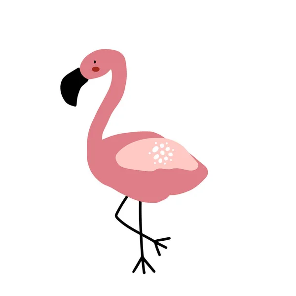 Flamingo Karaktärsdesign Söt Tecknad Djur Vektor Illustration Abstrakt Ikon För — Stock vektor