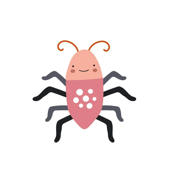 Diseño Carácter Araña Insectos Escarabajo Lindo Dibujo Animado Animal Vector — Vector de stock