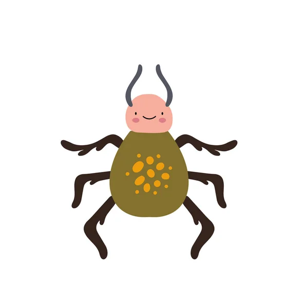 Insect Spider Beetle Character Design Cute Cartoon Animal Vector Illustration — Stock Vector