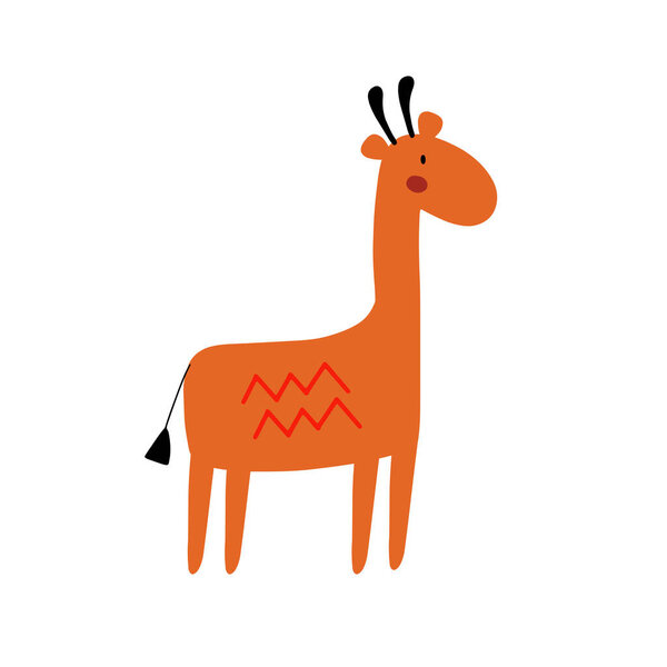 Jiraffe character design. Cute cartoon animal vector illustration. Abstract icon for baby posters, art prints, fashion apparel or stickers.