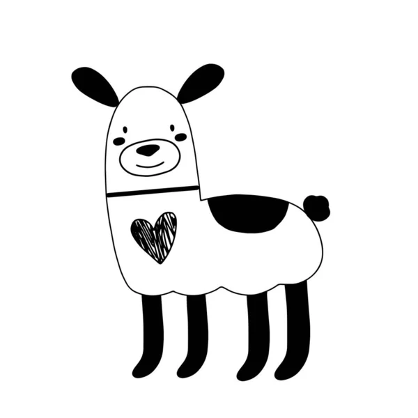 Lama Eller Alpaca Teckendesign Söt Tecknad Djur Vektor Illustration Abstrakt — Stock vektor