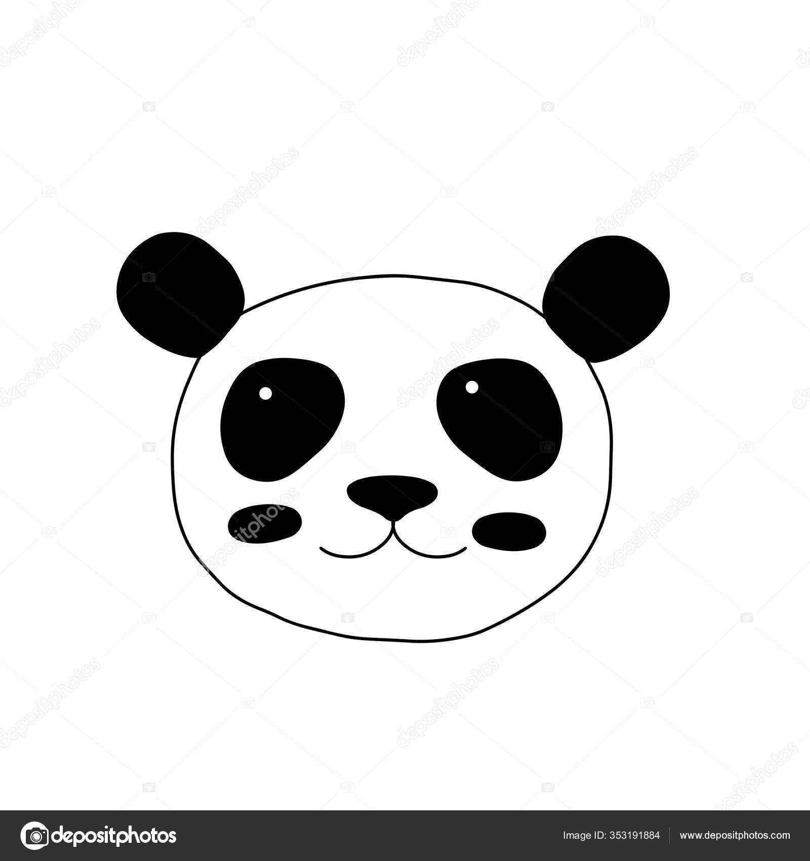 personagem de animal selvagem de rosto de panda fofo em ilustração vetorial  de desenho animado com linha preta 17173046 Vetor no Vecteezy