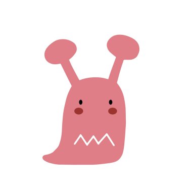 Canavar karakter tasarımı. Sevimli hayvan vektör çizimi. Bebek posterleri, sanat eserleri, moda giysileri veya çıkartmaları için soyut simge.