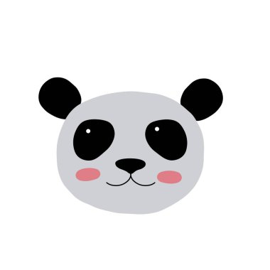 Panda karakter tasarımı. Sevimli hayvan vektör çizimi. Bebek posterleri, sanat eserleri, moda giysileri veya çıkartmaları için soyut simge.