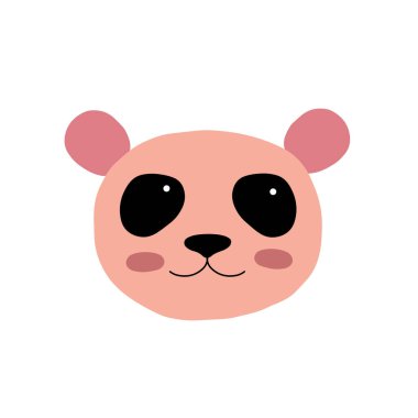Panda karakter tasarımı. Sevimli hayvan vektör çizimi. Bebek posterleri, sanat eserleri, moda giysileri veya çıkartmaları için soyut simge.