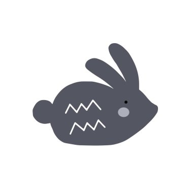 Tavşan ya da tavşan karakter tasarımı. Sevimli hayvan vektör çizimi. Bebek posterleri, sanat eserleri, moda giysileri veya çıkartmaları için soyut simge.