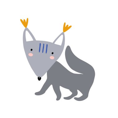 Sincap karakter tasarımı. Sevimli hayvan vektör çizimi. Bebek posterleri, sanat eserleri, moda giysileri veya çıkartmaları için soyut simge.