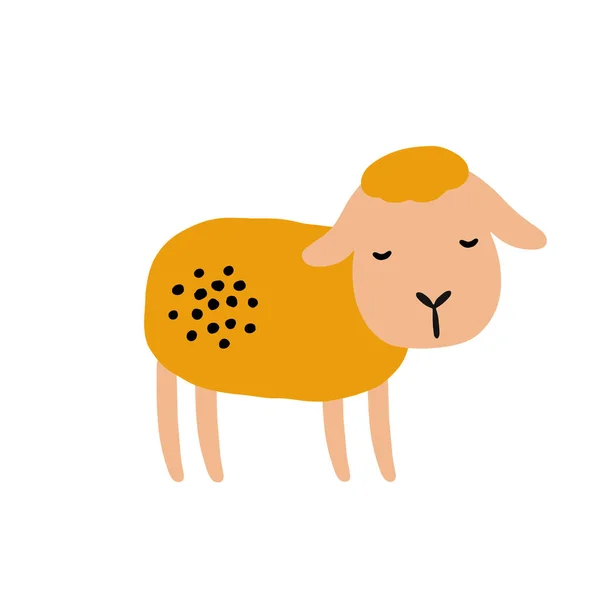 Disegno Del Carattere Delle Pecore Carino Cartone Animato Animale Vettoriale — Vettoriale Stock