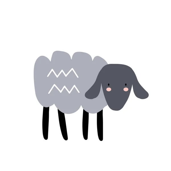 Sheep Character Design Cute Cartoon Animal Vector Illustration Abstract Icon — Stock Vector