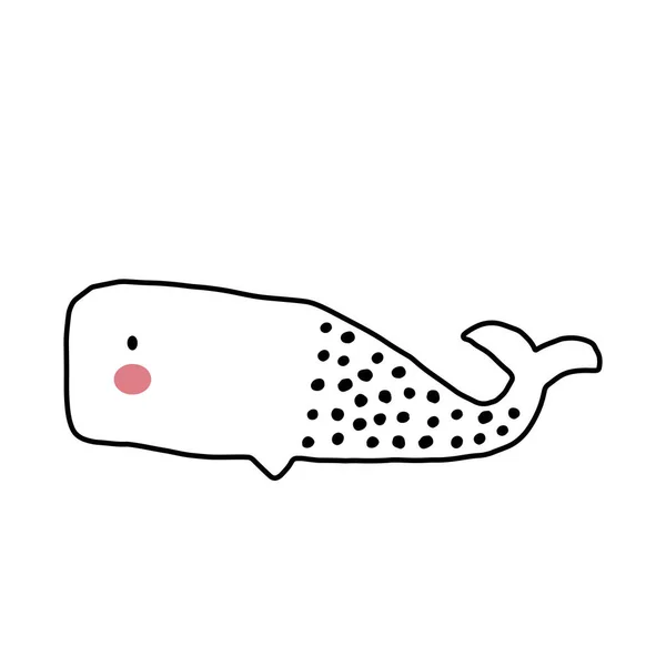 クジラ魚のキャラクターデザイン かわいい漫画動物ベクトルイラスト ベビーポスター アートプリント ファッションアパレル ステッカーのアブストラクトアイコン — ストックベクタ