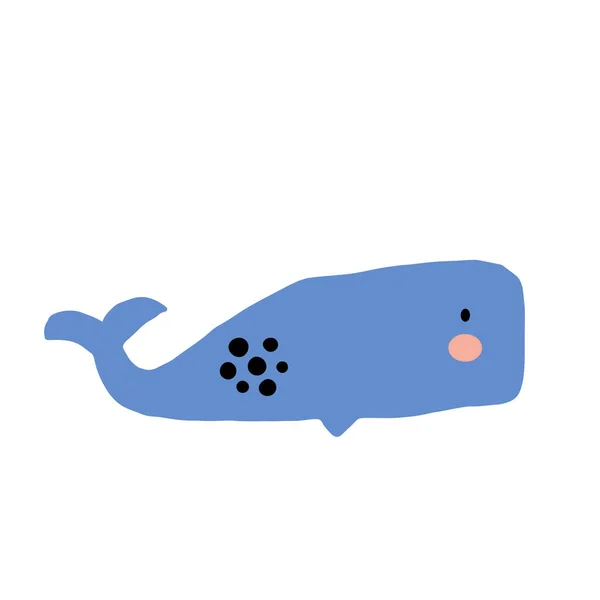 クジラ魚のキャラクターデザイン かわいい漫画動物ベクトルイラスト ベビーポスター アートプリント ファッションアパレル ステッカーのアブストラクトアイコン — ストックベクタ