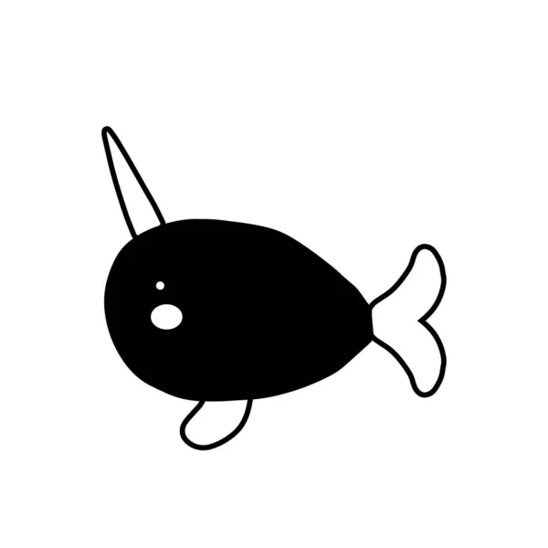 Wzór Postaci Wieloryba Cute Animowany Wektor Zwierząt Ilustracja Abstrakcyjna Ikona — Wektor stockowy