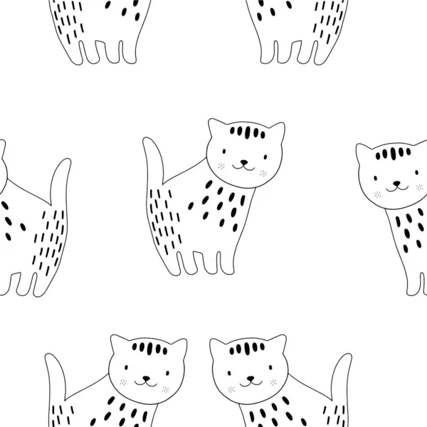 猫と異なる形状の動物のシームレスなパターン 抽象的な赤ちゃんの背景イラスト 子供や子供のためのベクトルデジタルペーパー — ストックベクタ